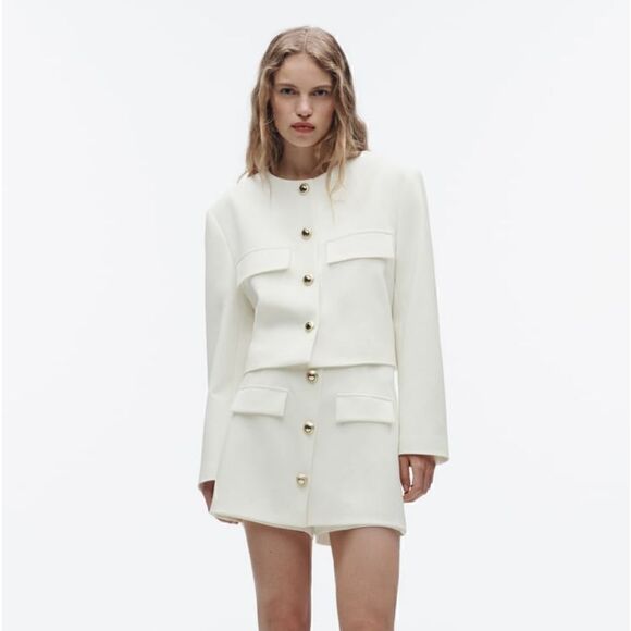 ZARA GOLD BUTTON CROPPED BLAZER - Picture 12 of 15